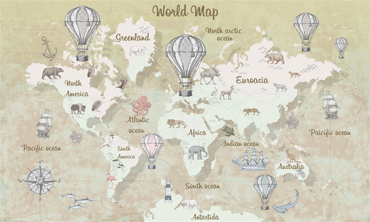 Фотошпалери карта світу в теплих тонах