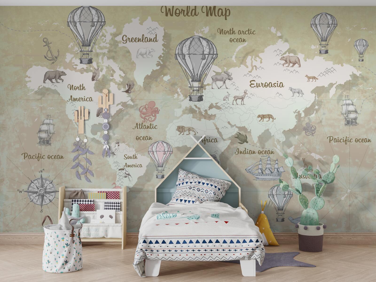 Фотошпалери карта світу в теплих тонах