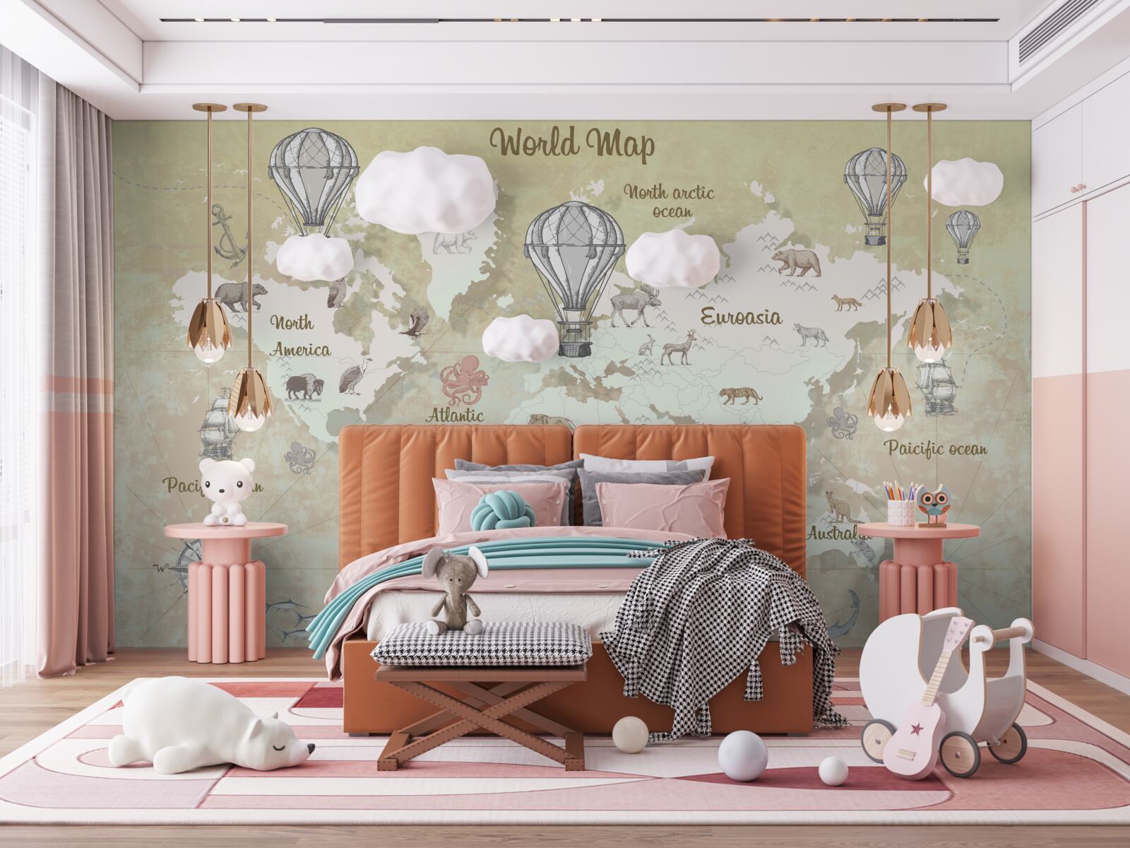 Фотошпалери карта світу в теплих тонах