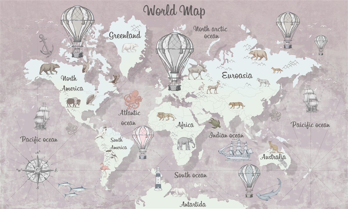 Фотошпалери карта світу з символами