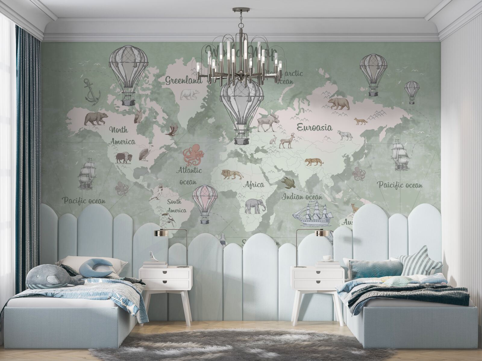 Фотошпалери карта світу з позначеними континентами