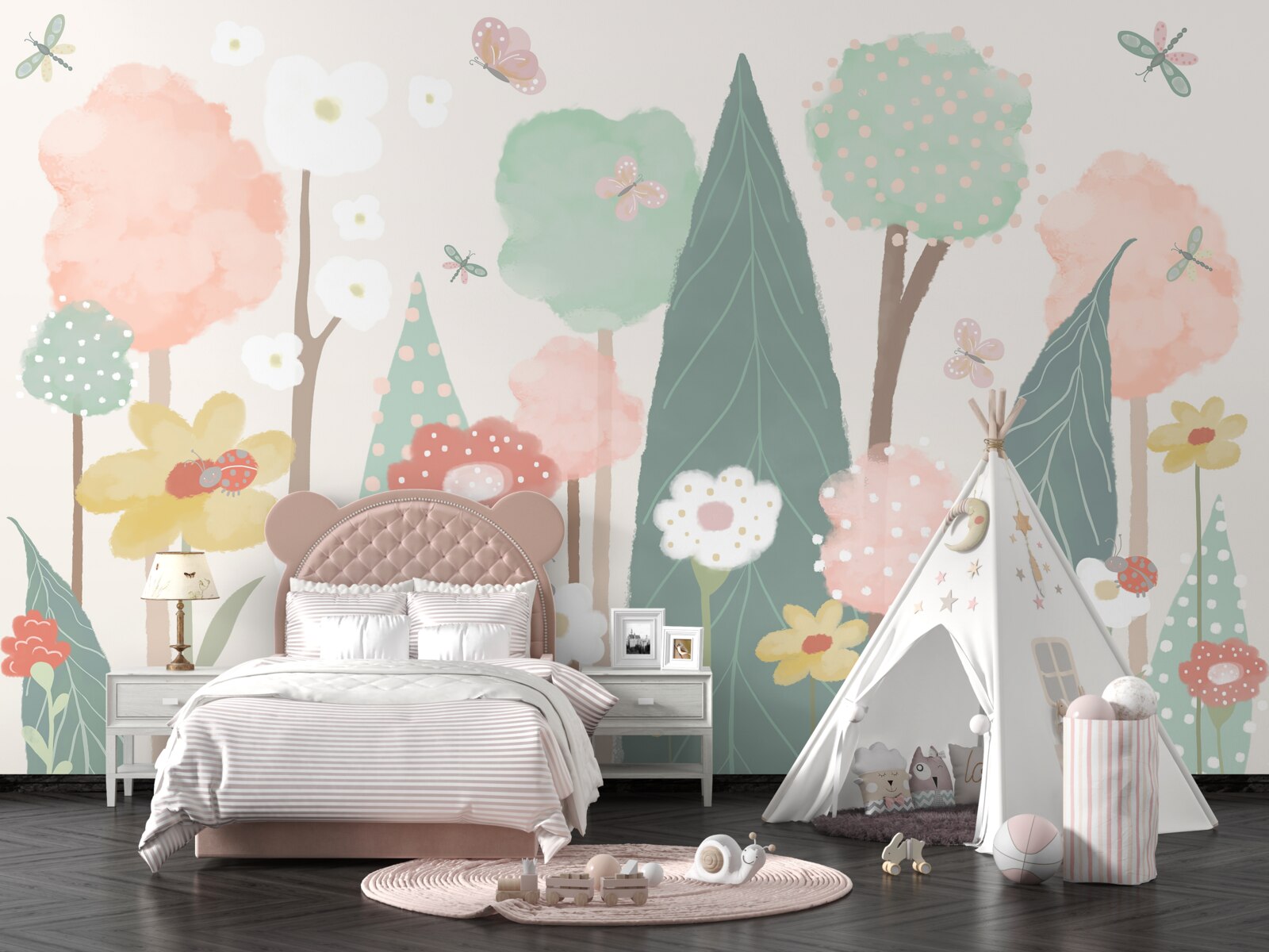 Фотошпалери ліс, повний квітучих дитячих фантазій