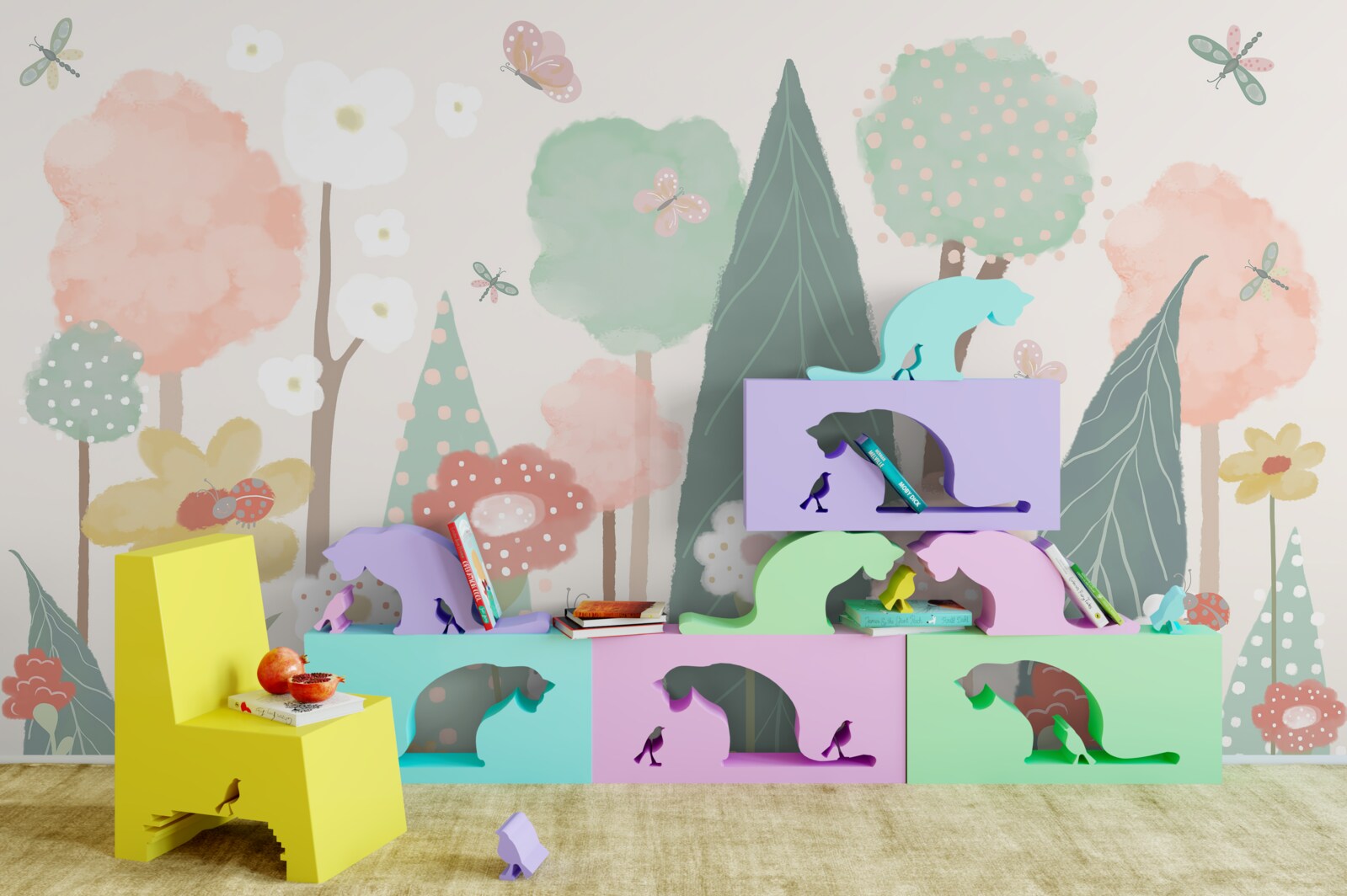 Фотошпалери ліс, повний квітучих дитячих фантазій