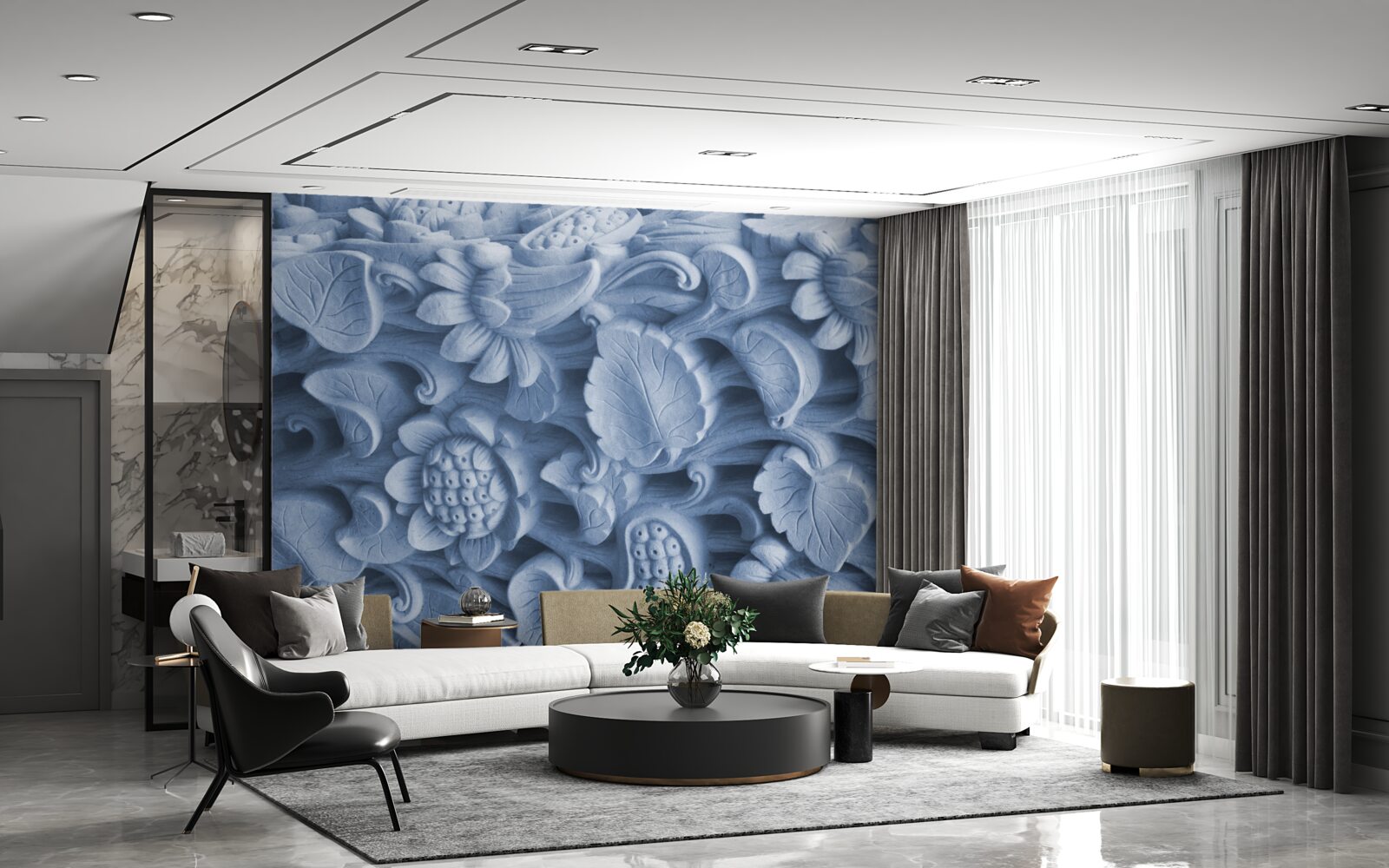 Фотошпалери текстура листя на штукатурці