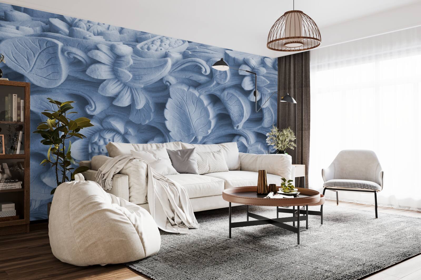 Фотошпалери текстура листя на штукатурці