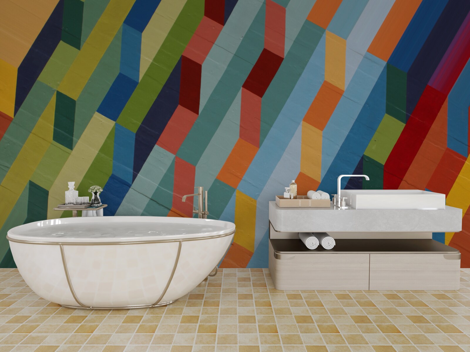 Фотошпалери прямокутні форми в насичених кольорах