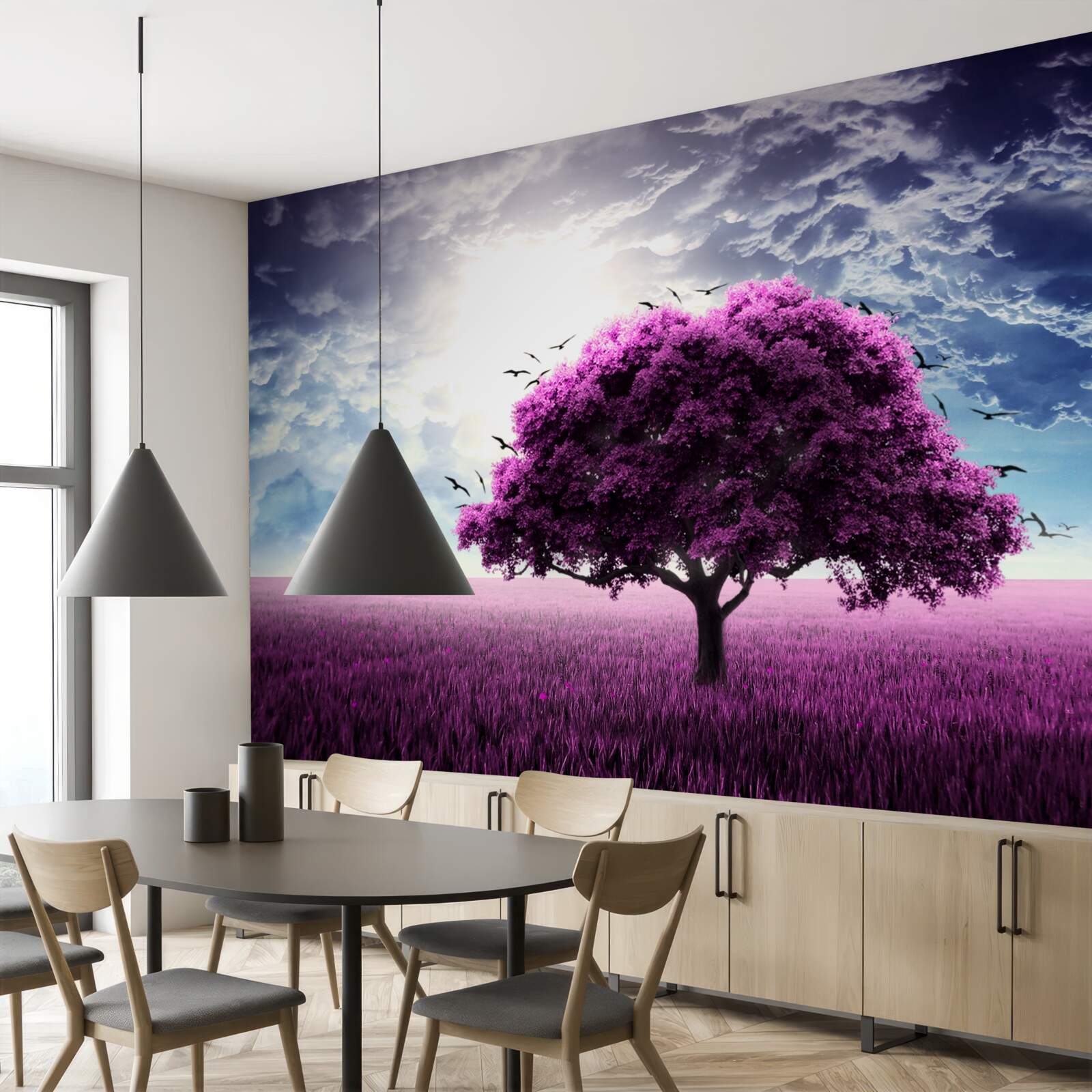 Фотошпалери бузкове квітуче дерево