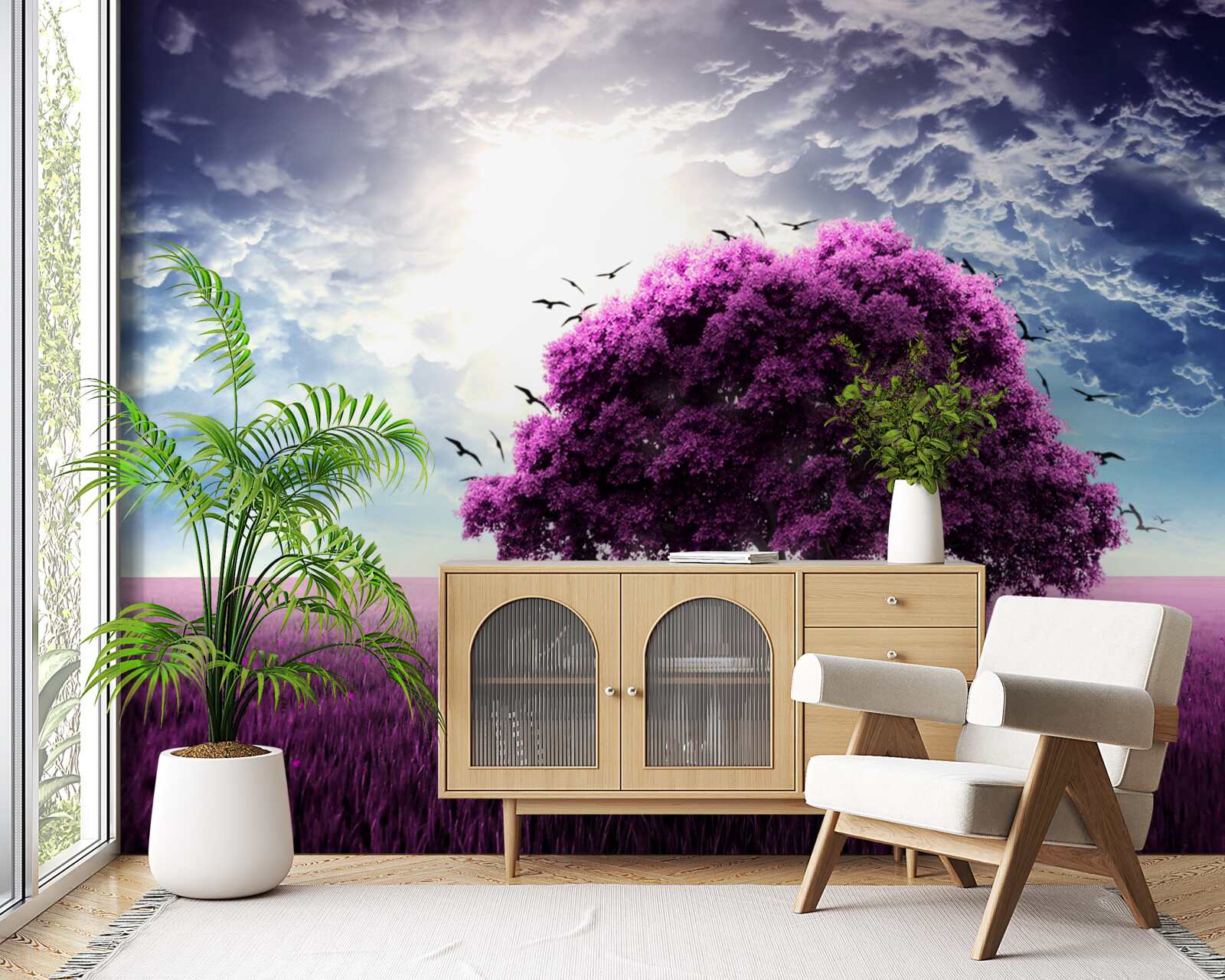 Фотошпалери бузкове квітуче дерево