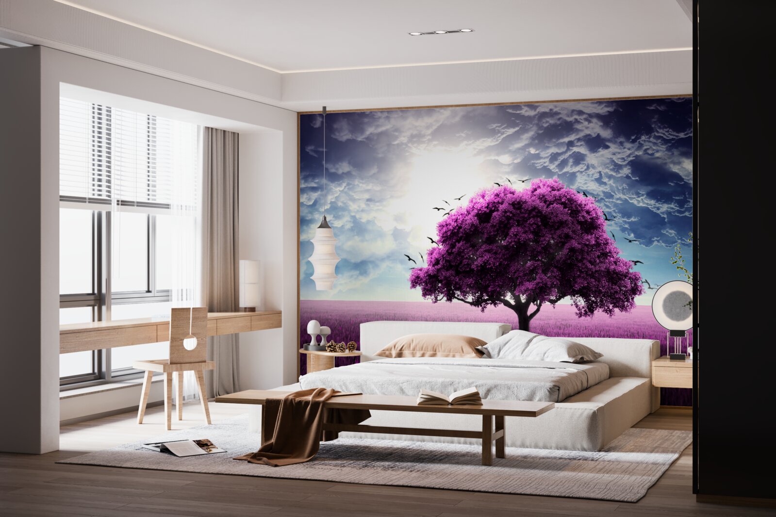 Фотошпалери бузкове квітуче дерево