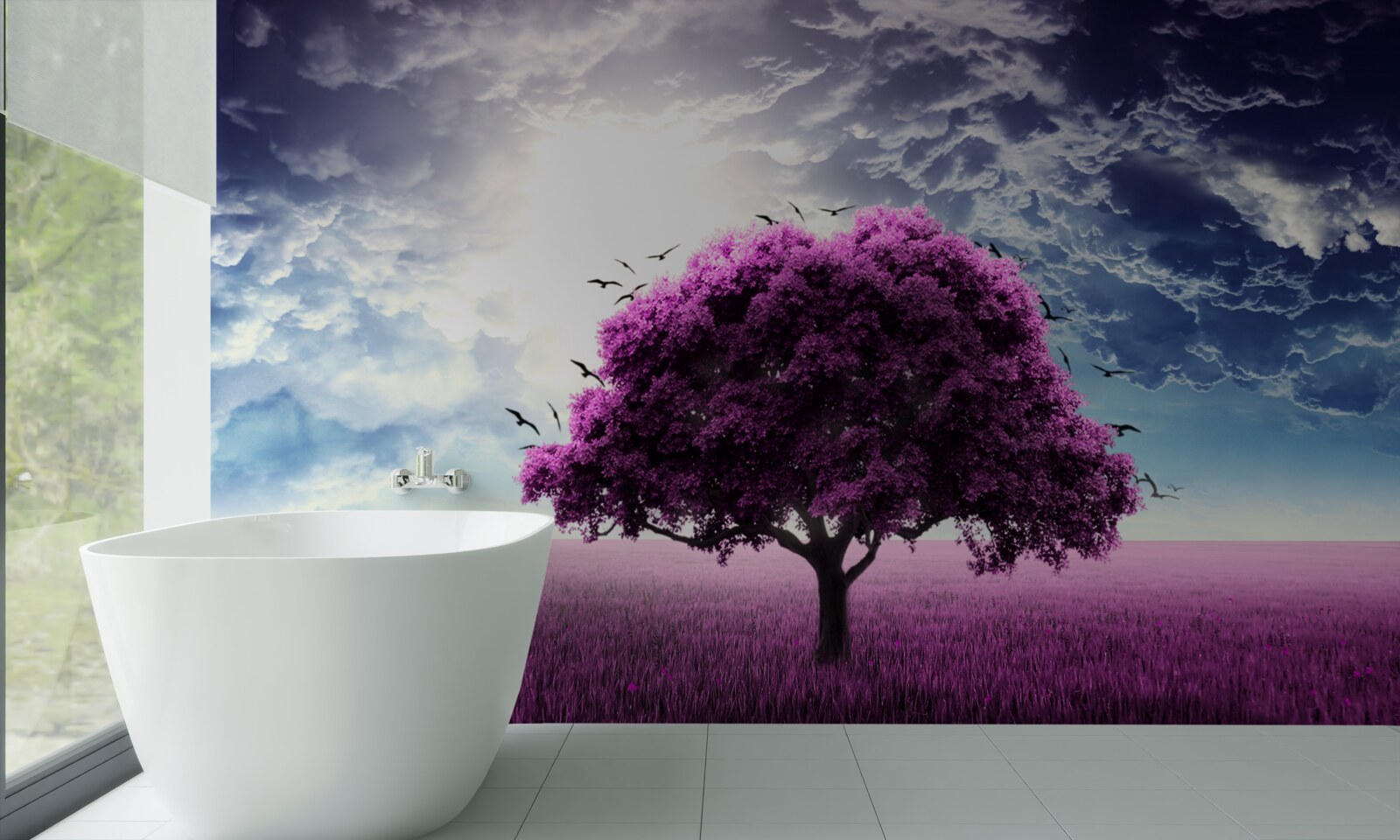 Фотошпалери бузкове квітуче дерево