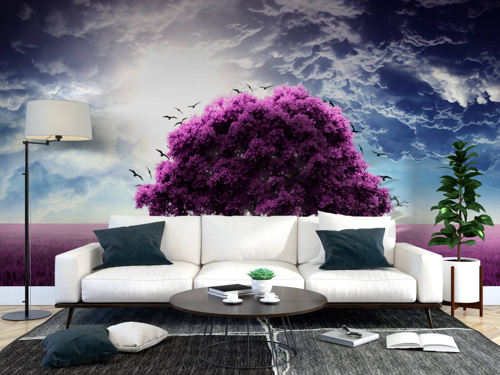 Фотошпалери бузкове квітуче дерево