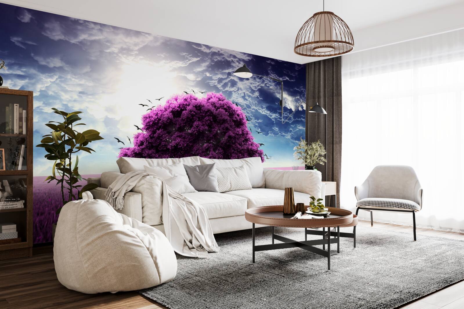 Фотошпалери бузкове квітуче дерево