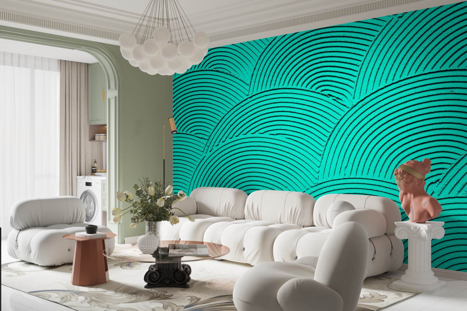 Фотошпалери яскраві півкола з абстрактним виглядом