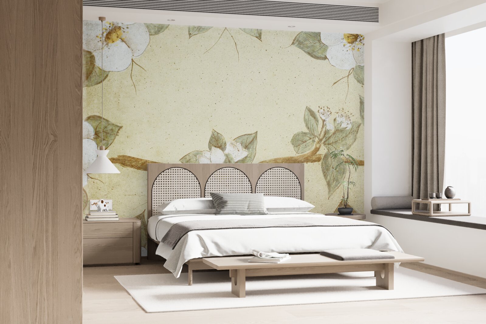 Фотошпалери на гілках розпускаються квіти