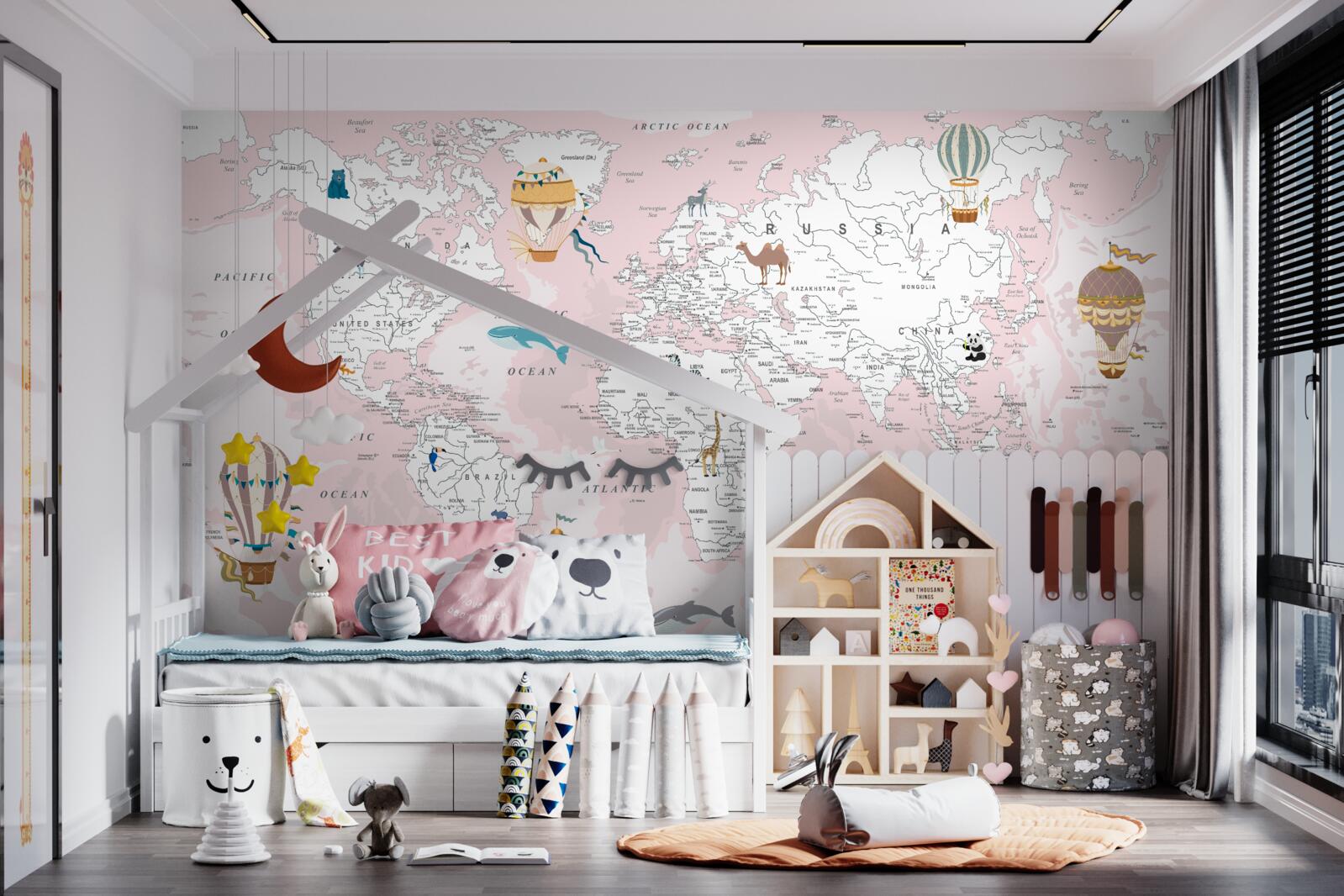 Фотошпалери карта світу в рожевому кольорі