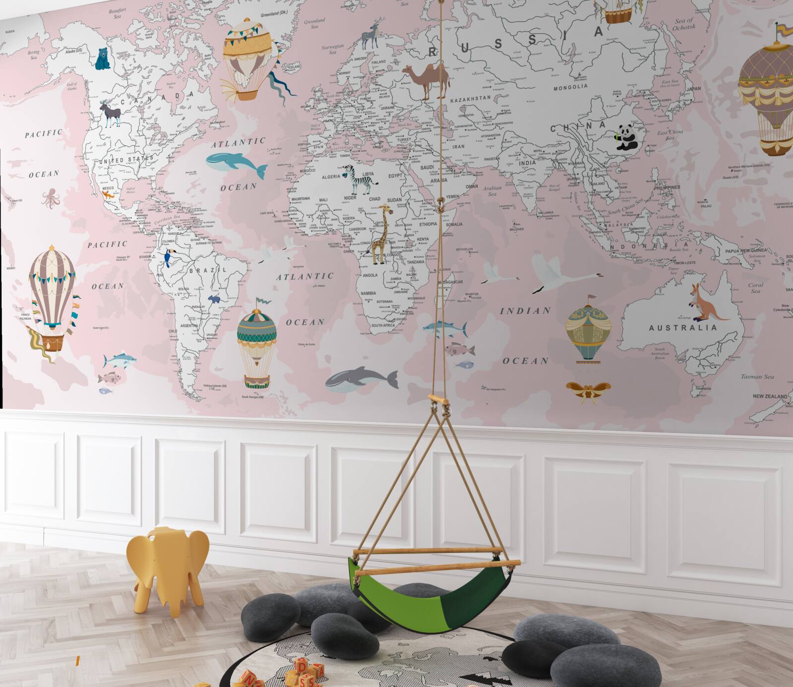 Фотошпалери карта світу в рожевому кольорі