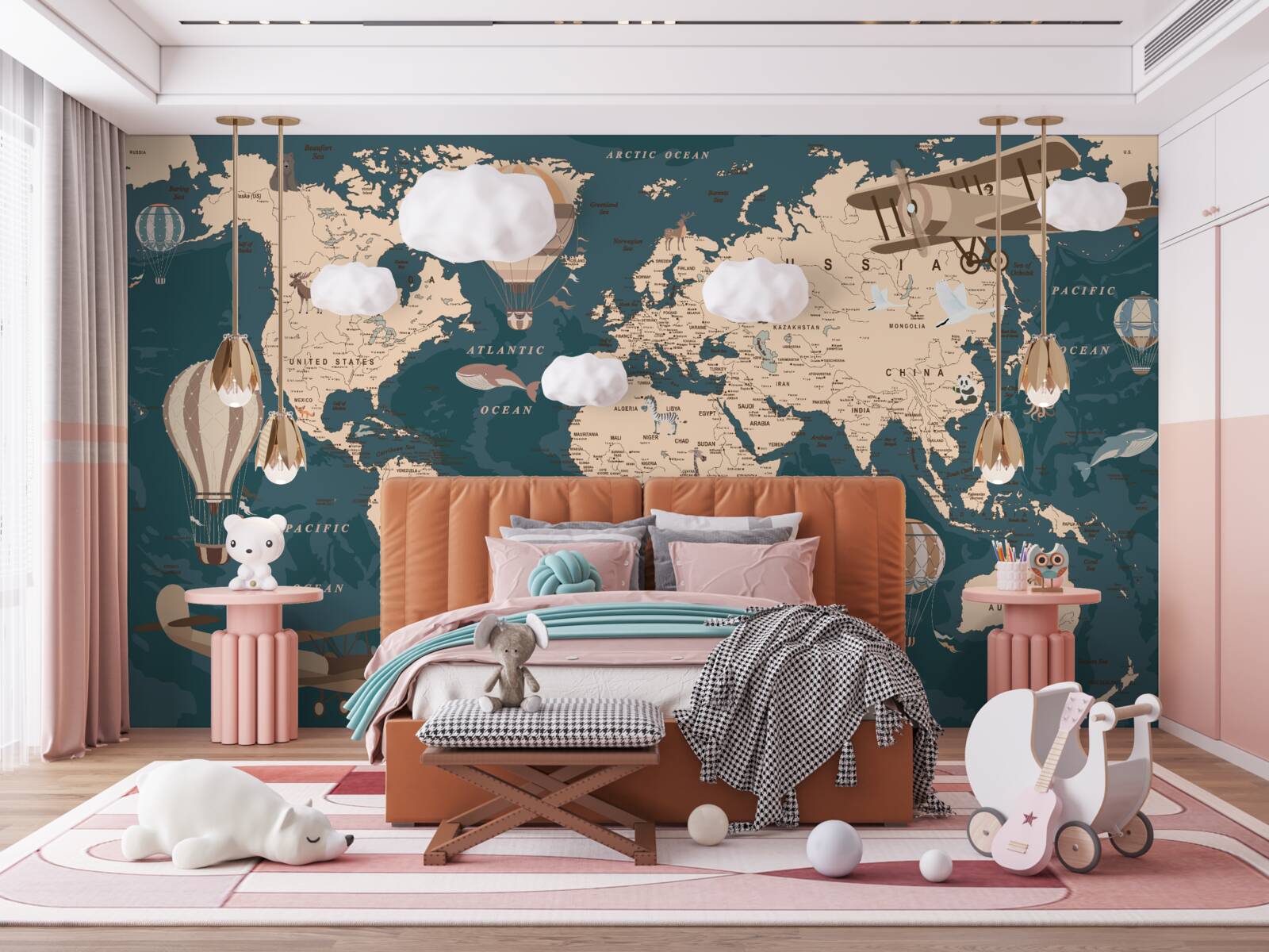 Фотошпалери карта світу, що показує транспорт і населення