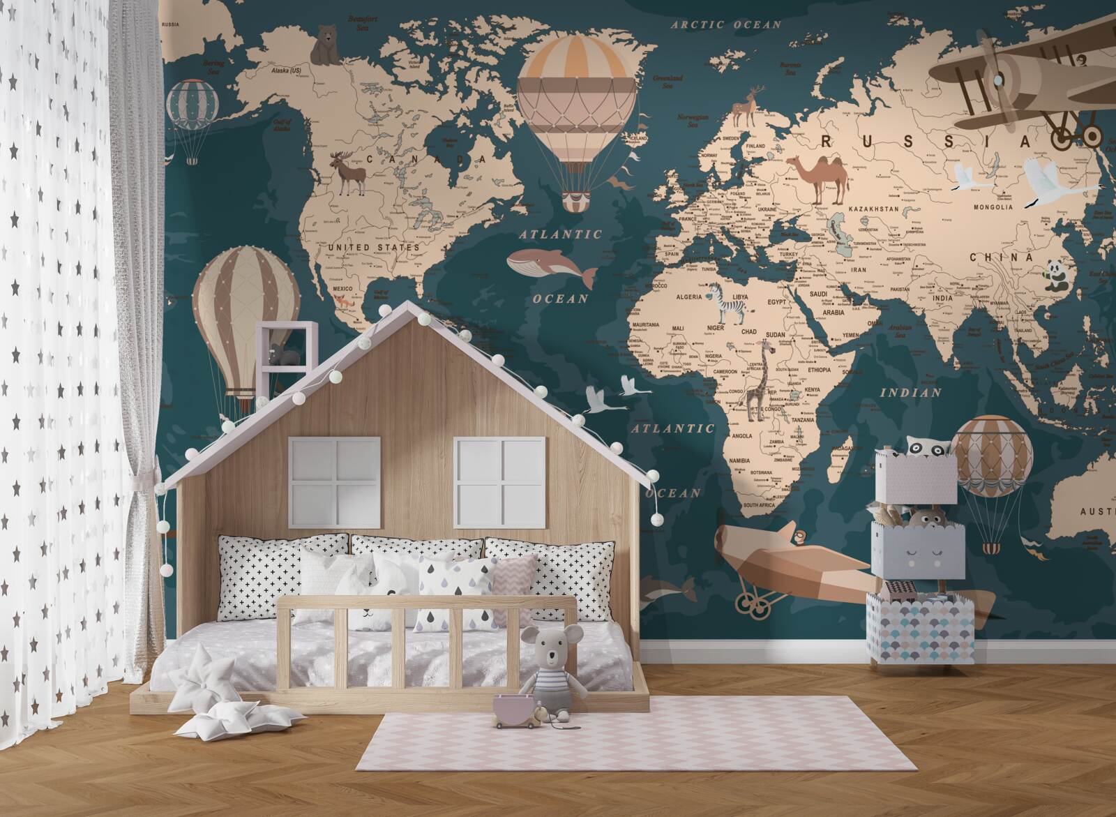 Фотошпалери карта світу, що показує транспорт і населення