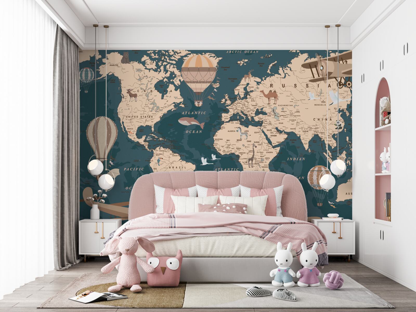 Фотошпалери карта світу, що показує транспорт і населення