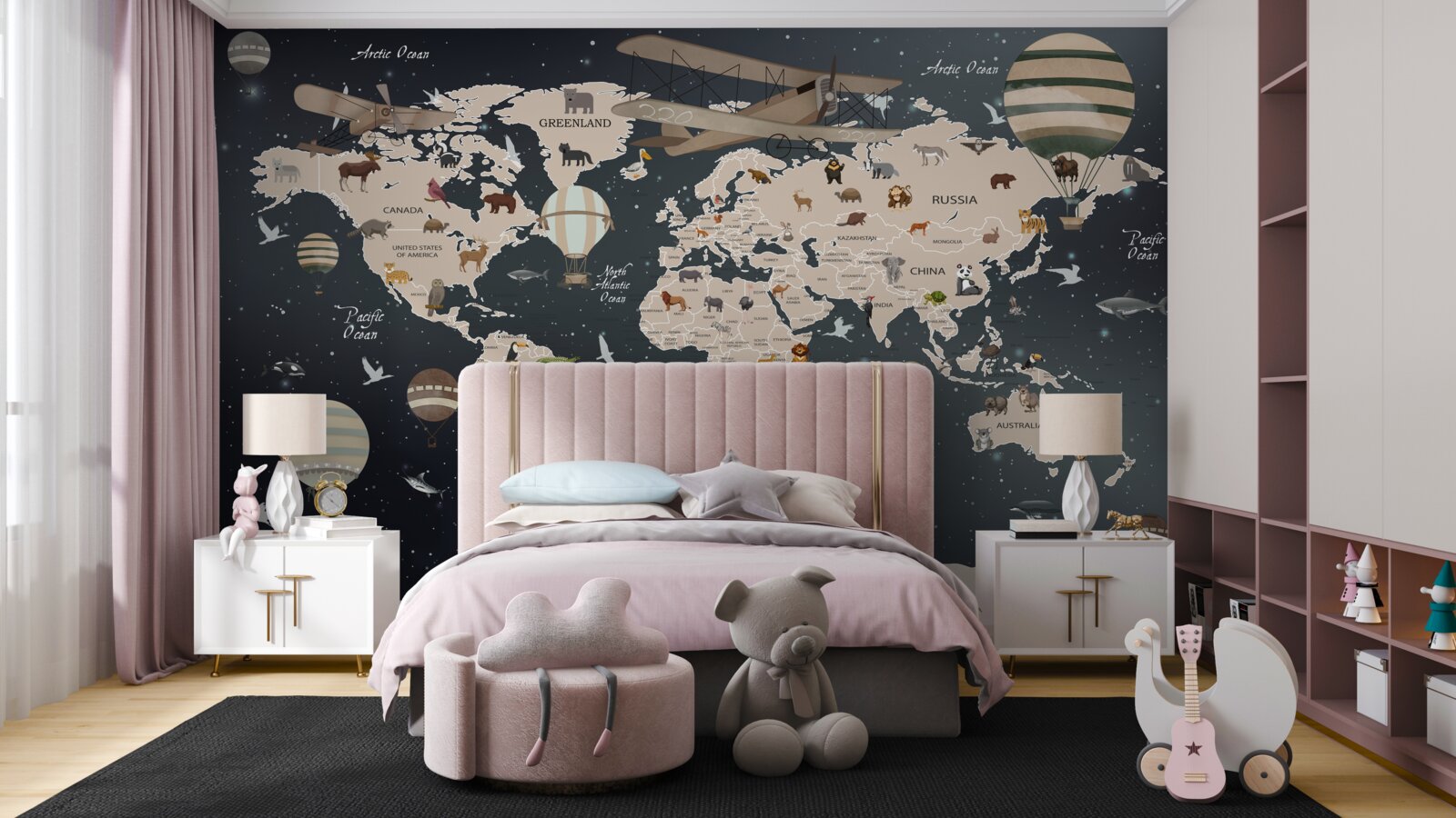 Фотошпалери карта світу на темному тлі