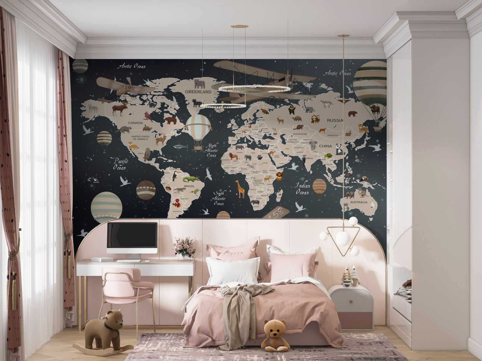 Фотошпалери карта світу на темному тлі