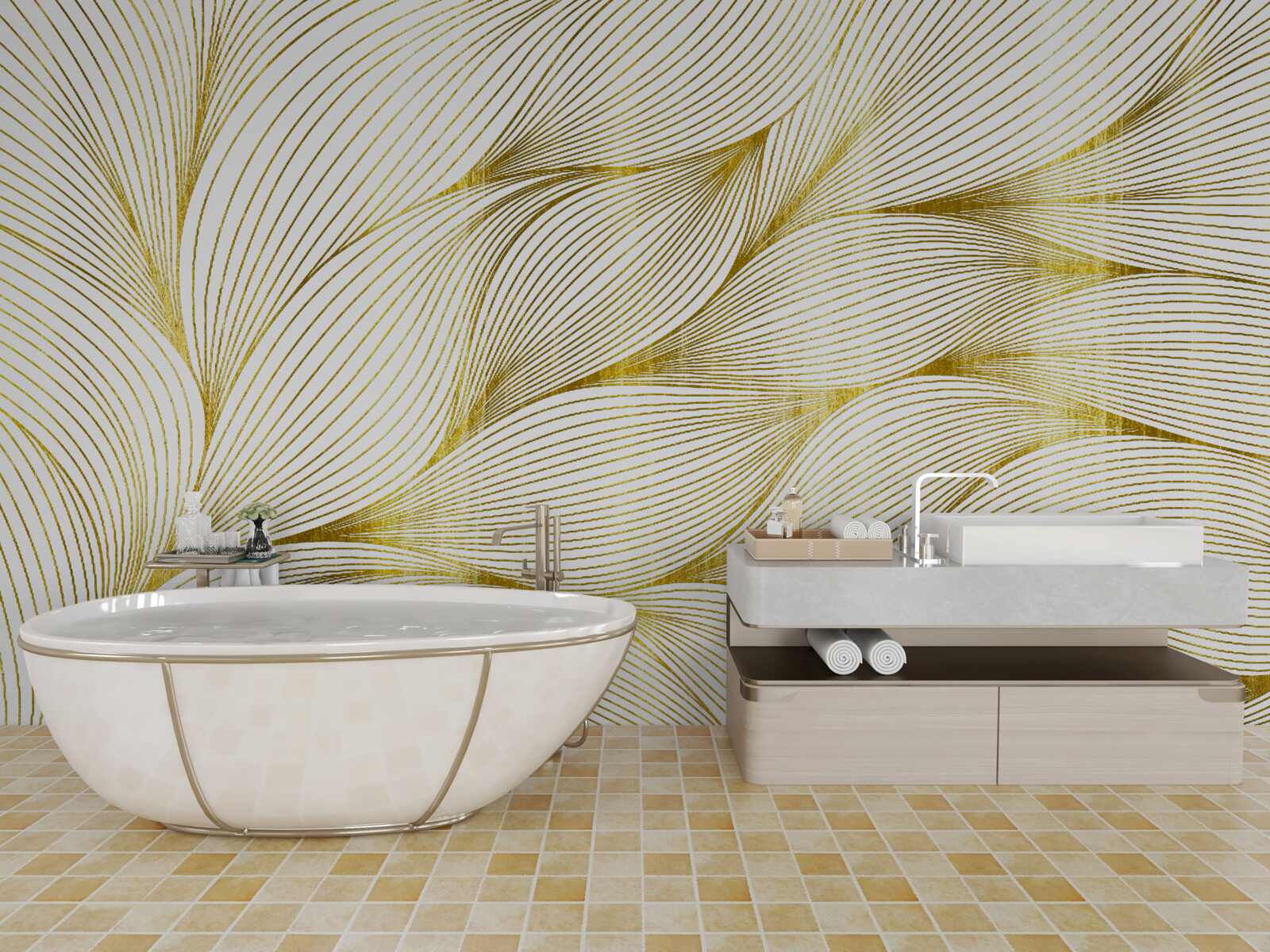 Фотошпалери листя має теплий золотистий відтінок