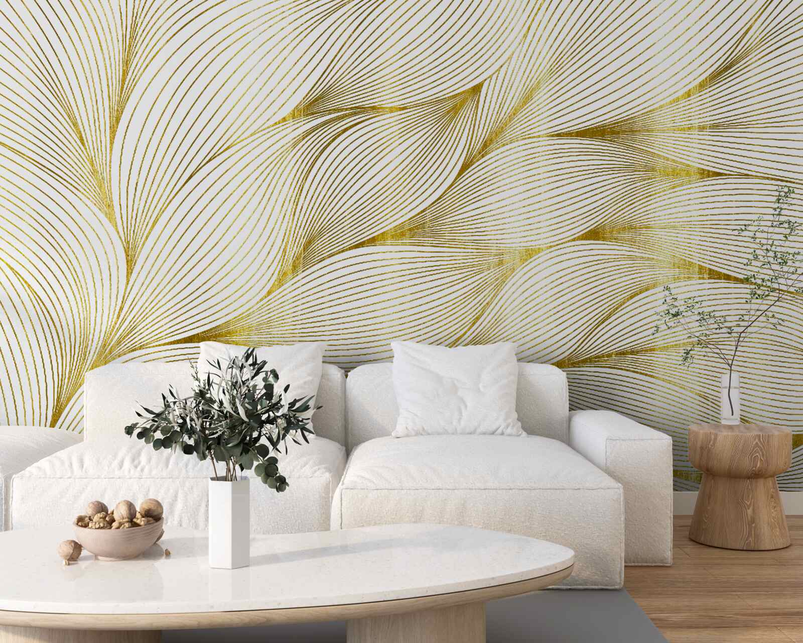 Фотошпалери листя має теплий золотистий відтінок