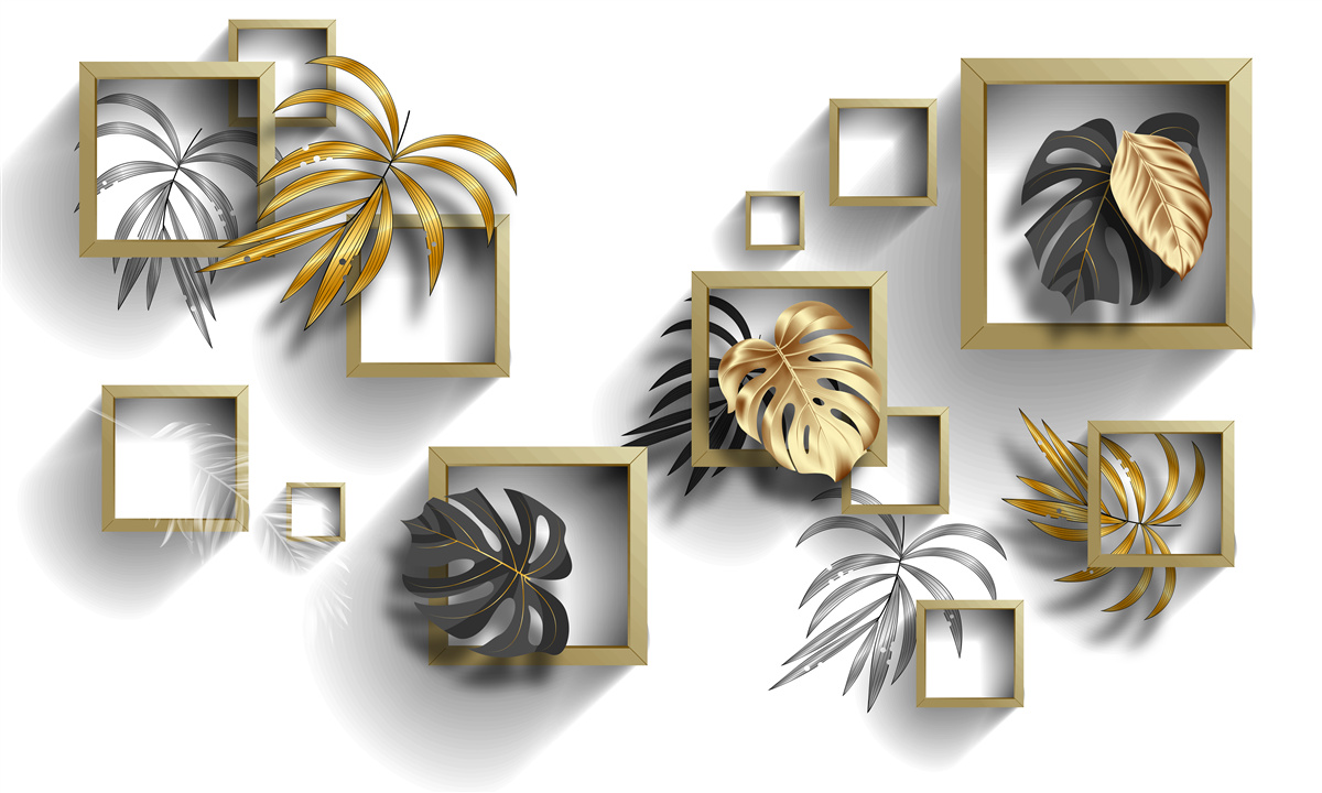 Фотошпалери обрамлене тропічне листя