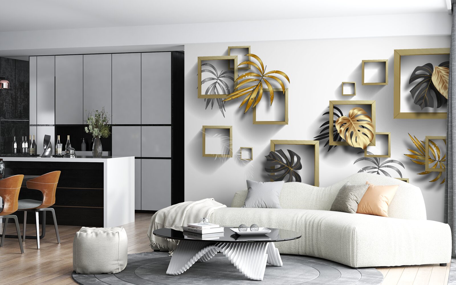 Фотошпалери обрамлене тропічне листя