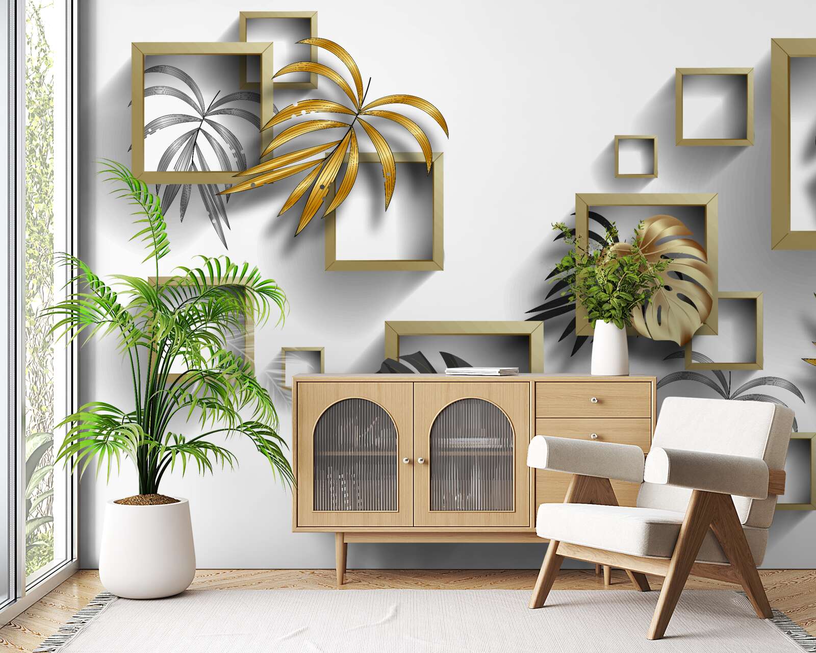 Фотошпалери обрамлене тропічне листя