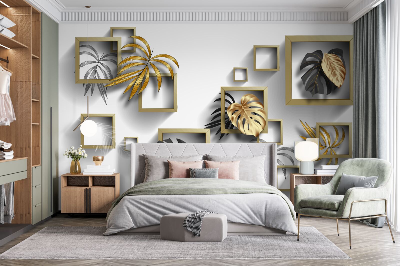 Фотошпалери обрамлене тропічне листя