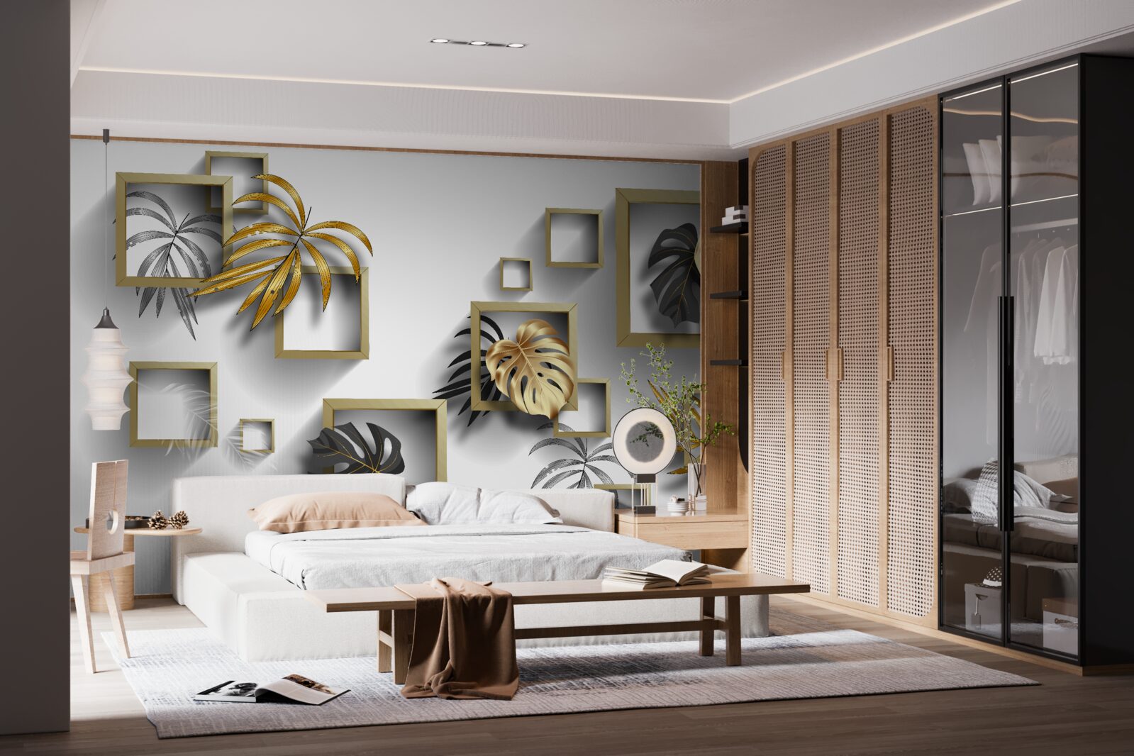 Фотошпалери обрамлене тропічне листя