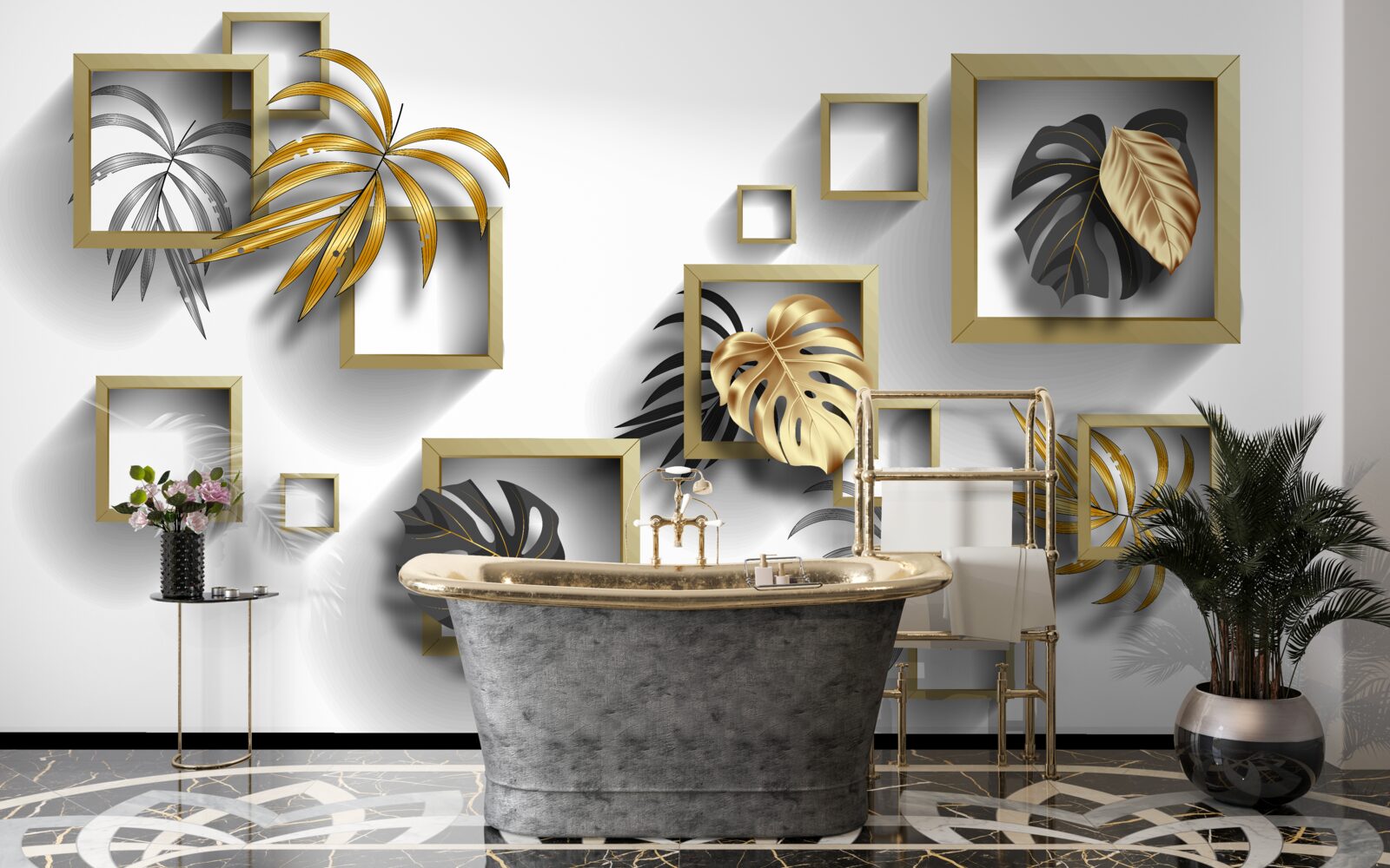 Фотошпалери обрамлене тропічне листя