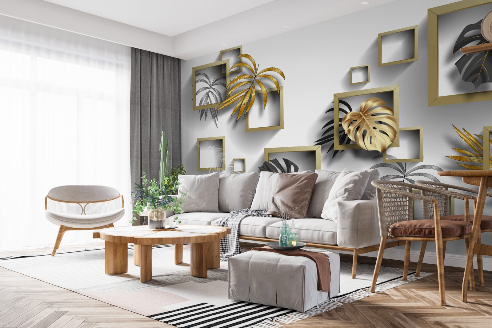 Фотошпалери обрамлене тропічне листя