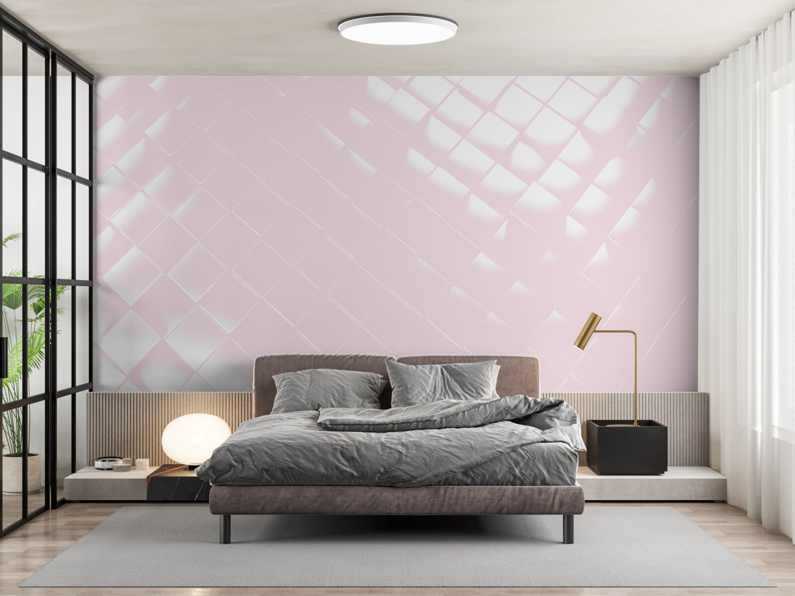 Фотошпалери Геометрія у відтінках білого та рожевого