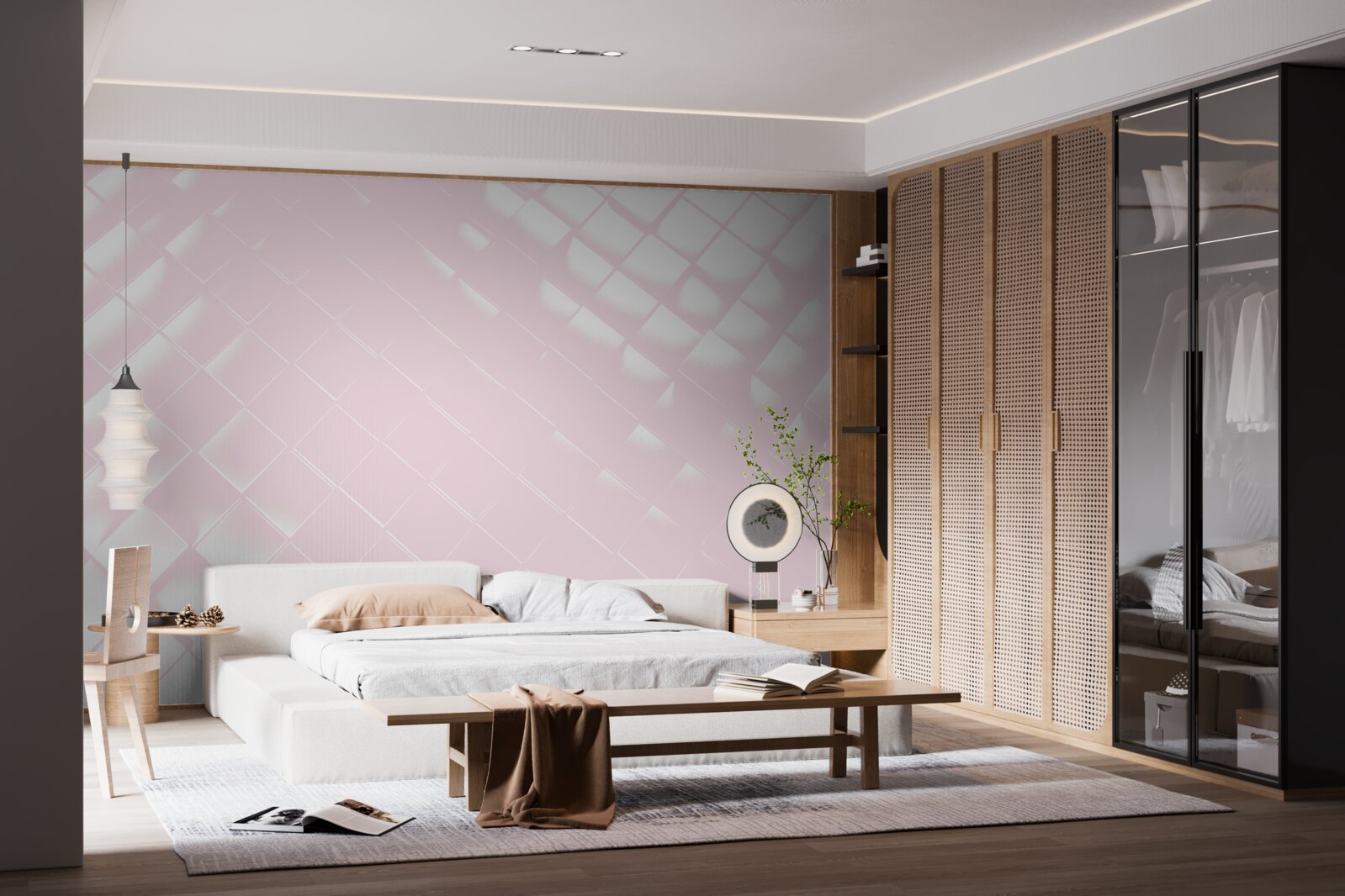 Фотошпалери Геометрія у відтінках білого та рожевого