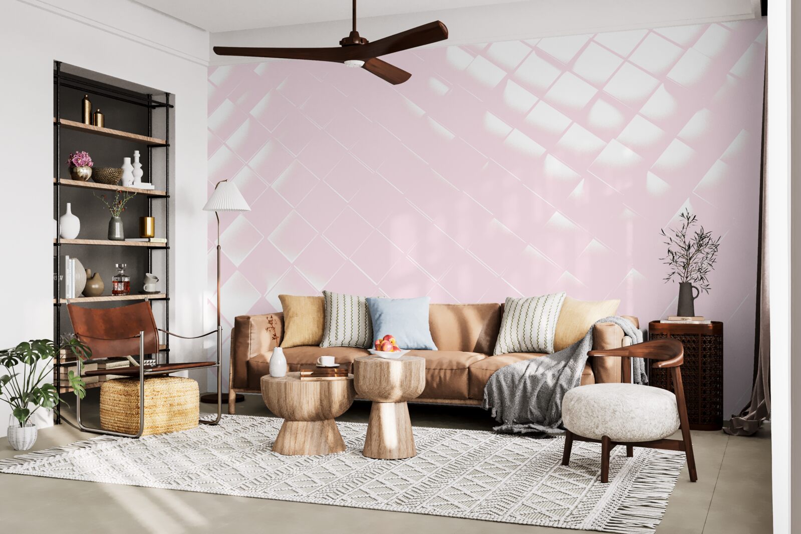 Фотошпалери Геометрія у відтінках білого та рожевого