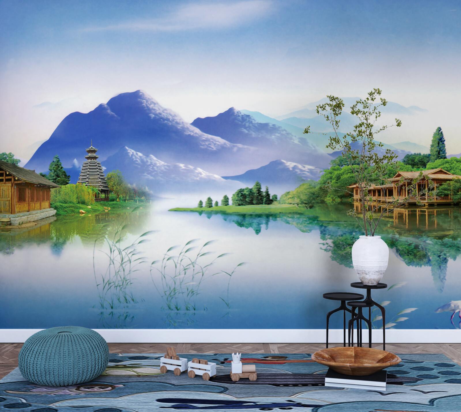 Фотошпалери гірське озеро в літньому пейзажі