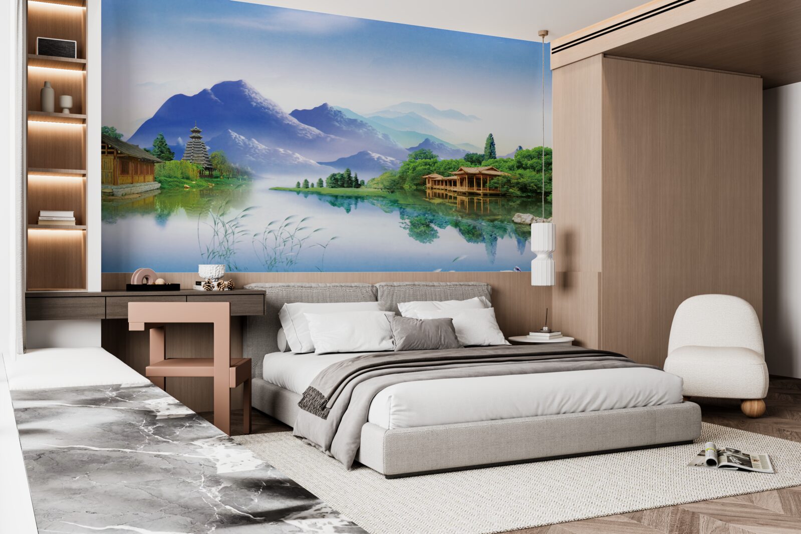 Фотошпалери гірське озеро в літньому пейзажі