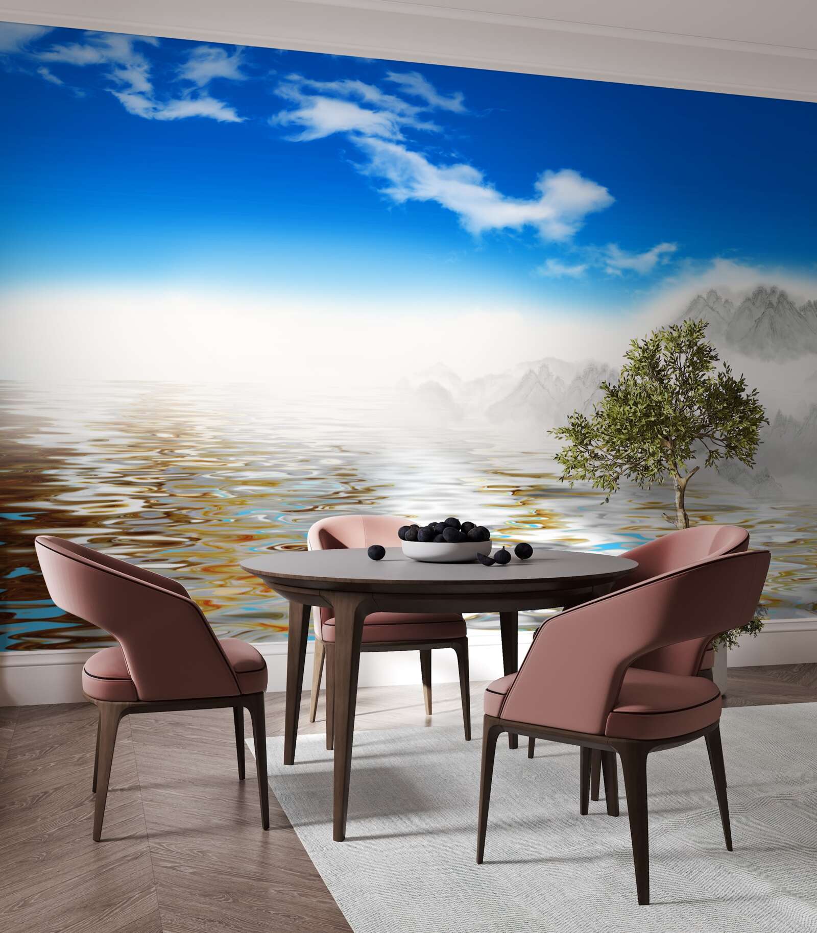 Фотошпалери тиха вода під горами