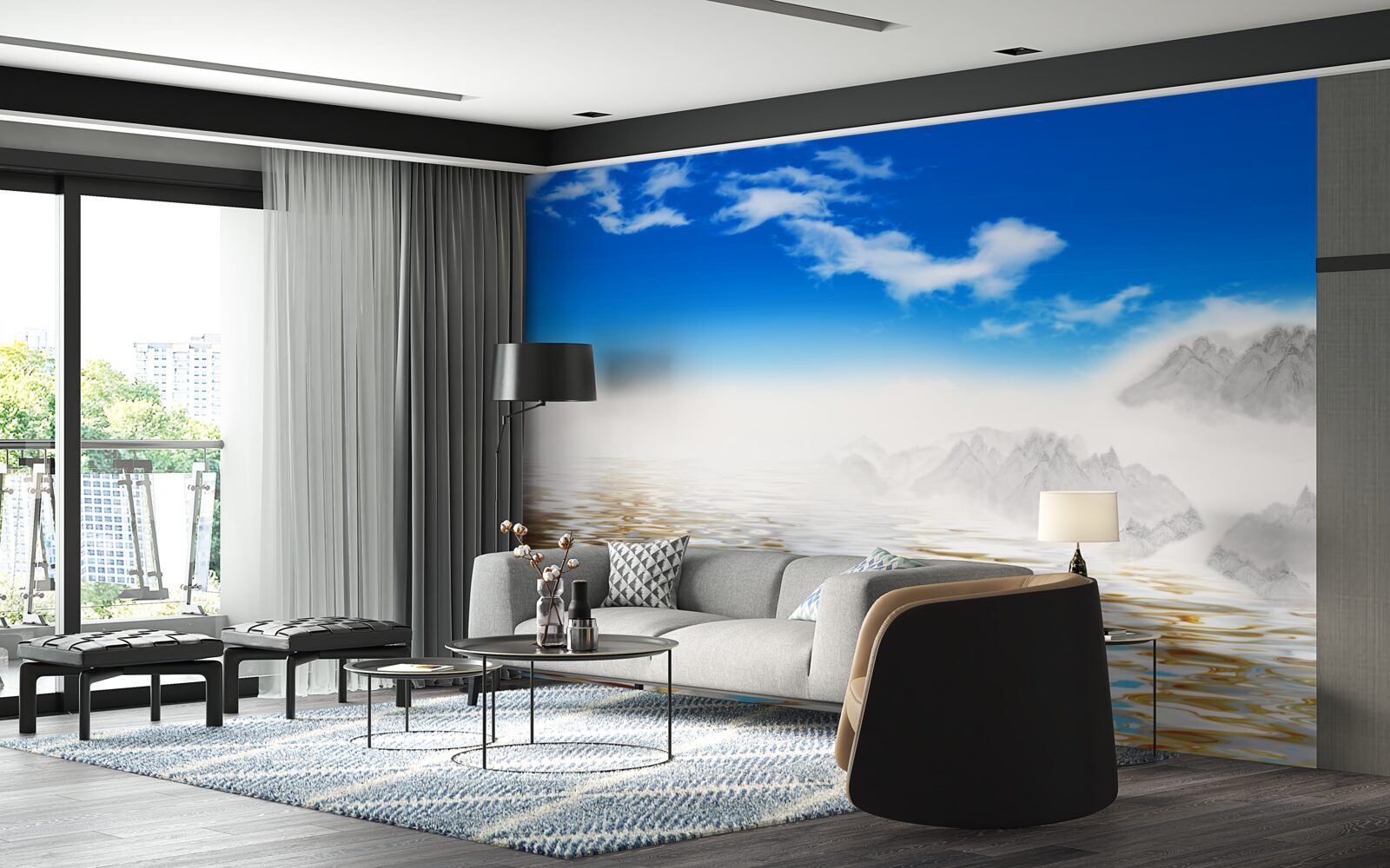 Фотошпалери тиха вода під горами