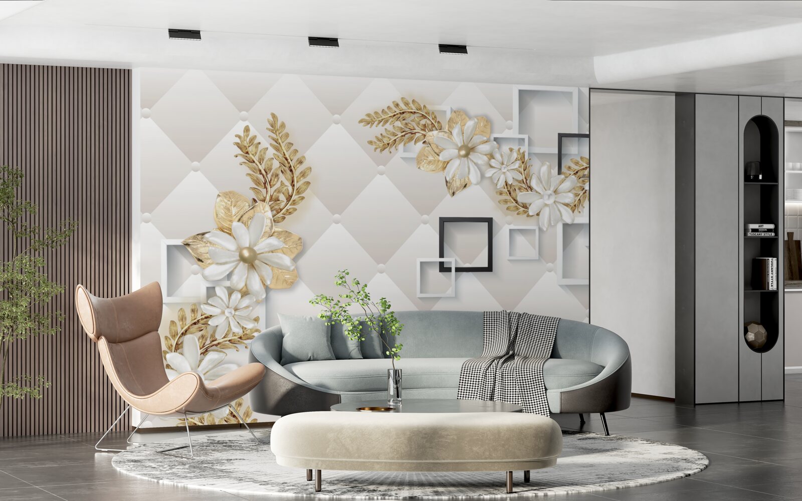 Фотошпалери квадратні квіткові композиції