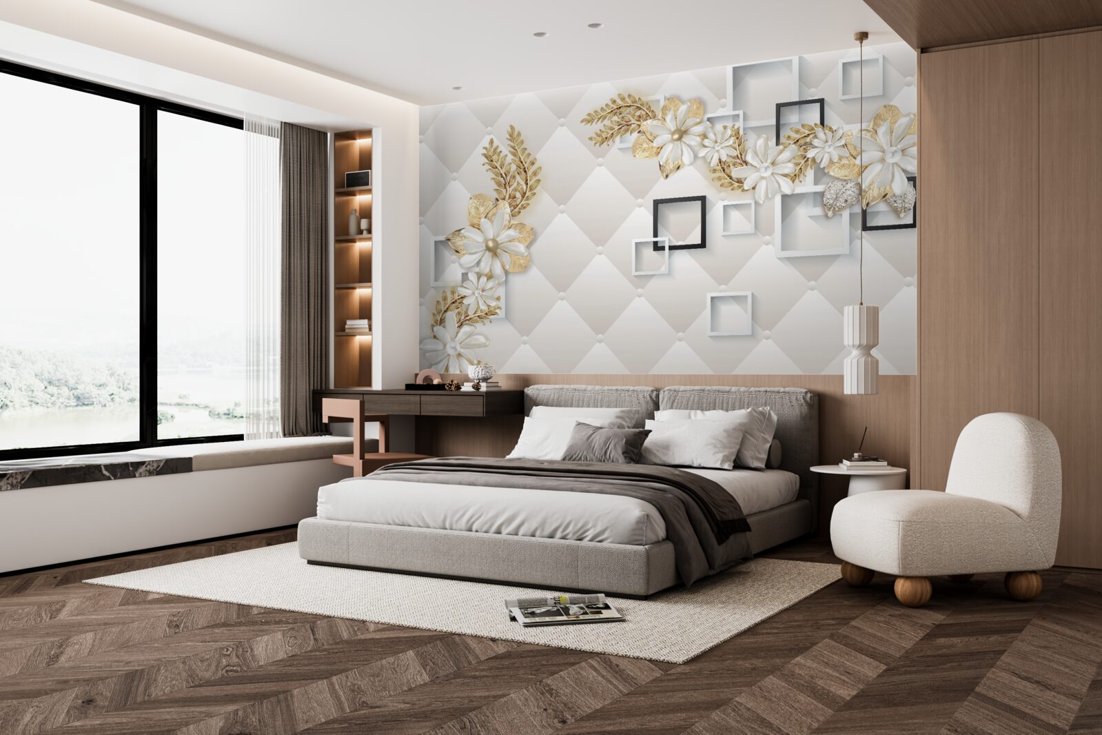 Фотошпалери квадратні квіткові композиції