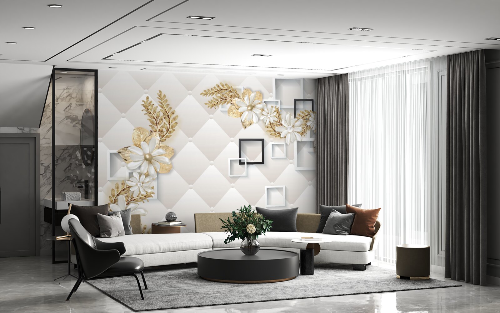 Фотошпалери квадратні квіткові композиції