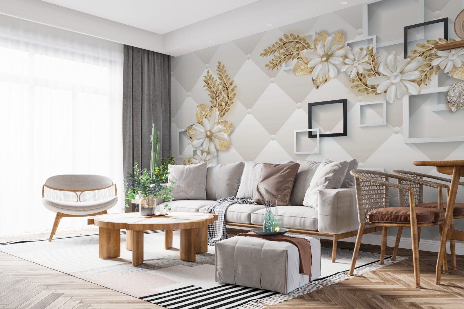 Фотошпалери квадратні квіткові композиції