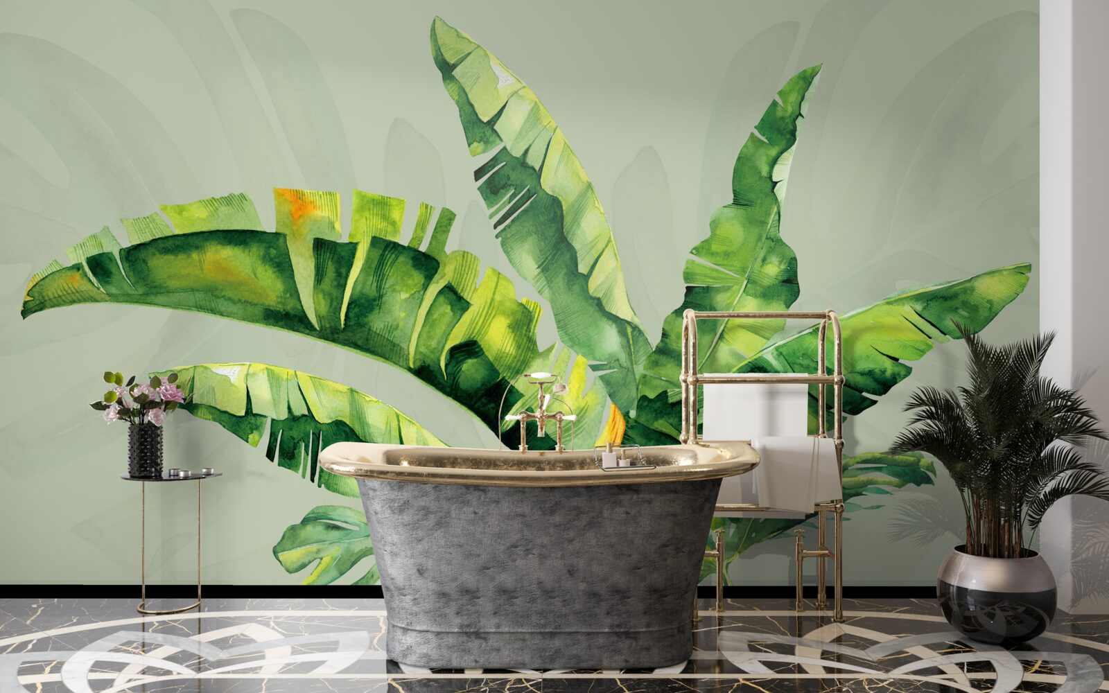 Фотошпалери монстера та зелена папороть