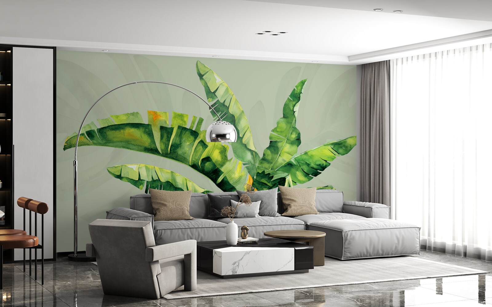 Фотошпалери монстера та зелена папороть