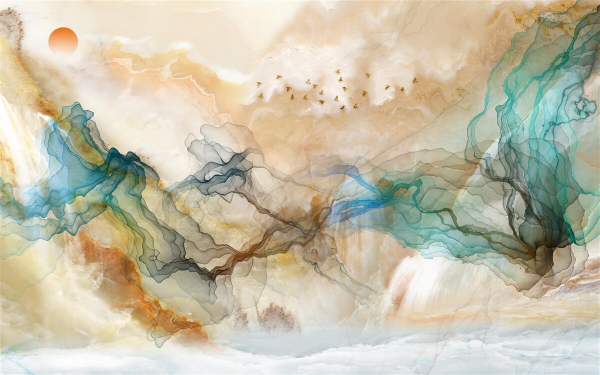 Фотошпалери Японський пейзаж в абстрактному стилі