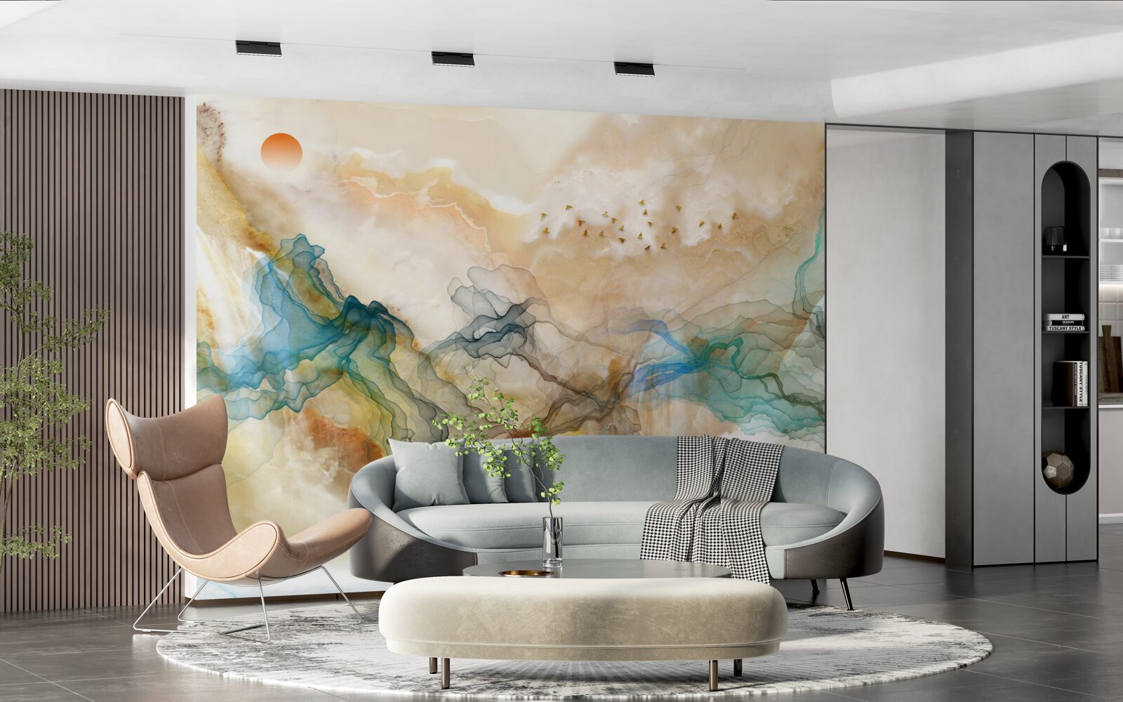 Фотошпалери Японський пейзаж в абстрактному стилі