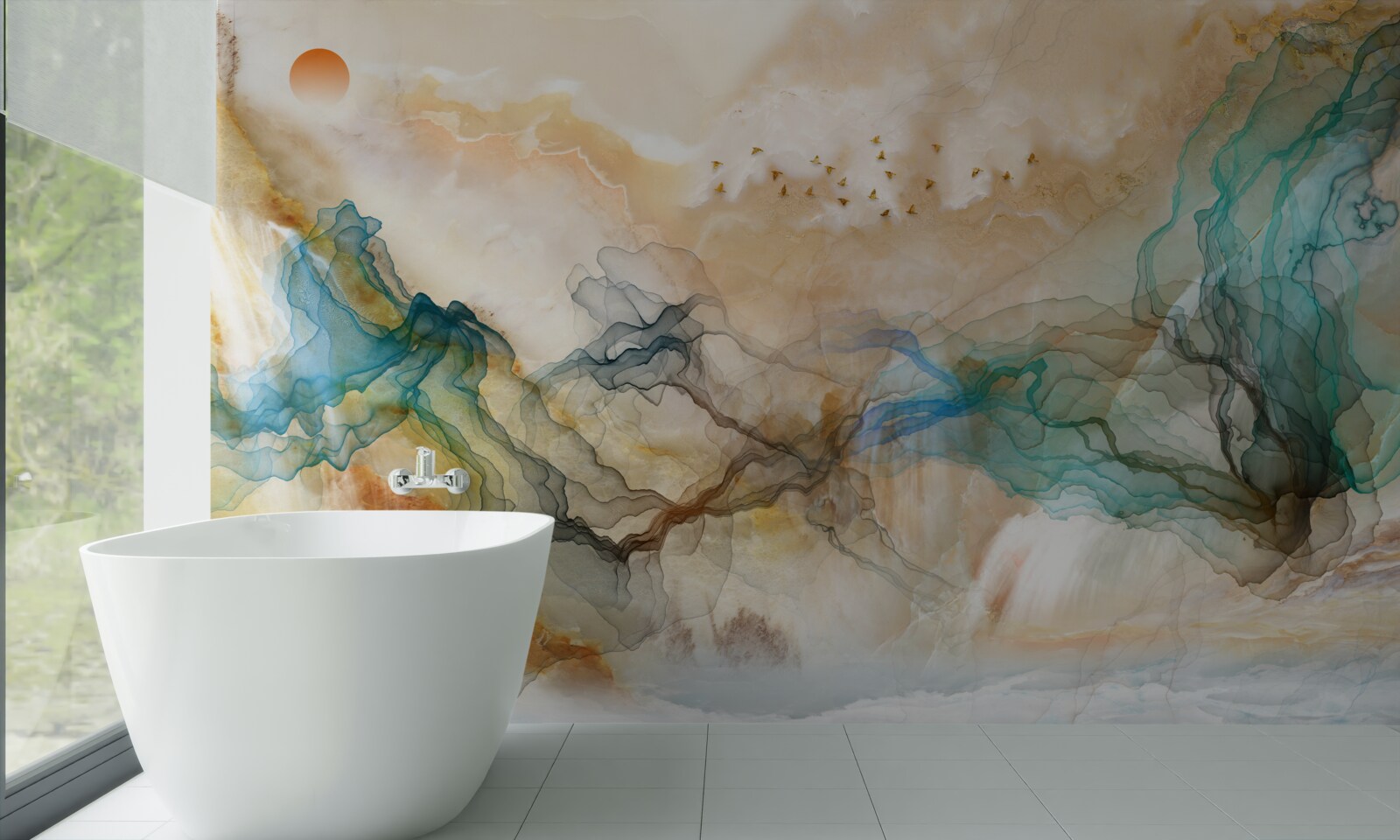 Фотошпалери Японський пейзаж в абстрактному стилі